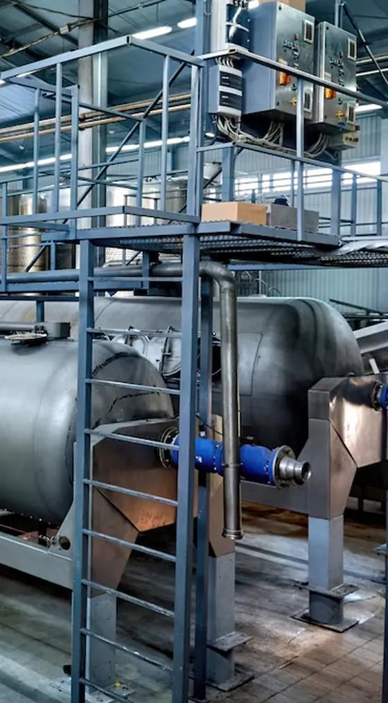 Plateforme industrielle avec garde-corps et échelle d'accès